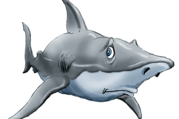 shark eating a submarine cartoon