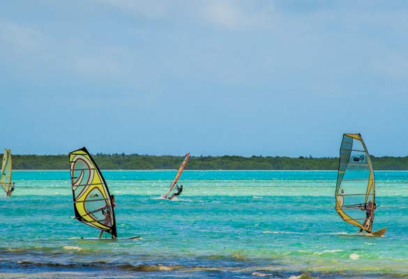 Surfers enjoy the thrill of skimming across the bay, mimicking the graceful flights of butterflies. Photo by Barry & Ruth Guimbellot.