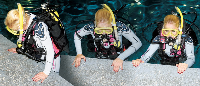Controlled seated entry - scuba diving